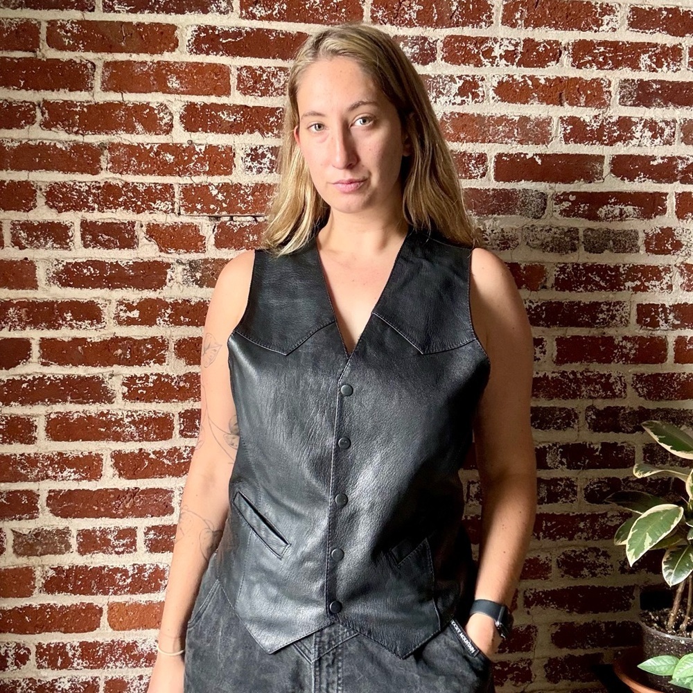 Vintage Modal Black Leather Vest